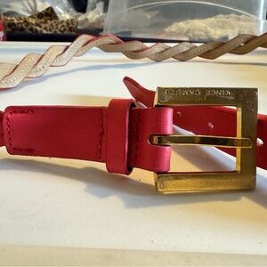 Vince Camuto Pink Leather Belt with Gold Buckle size XL